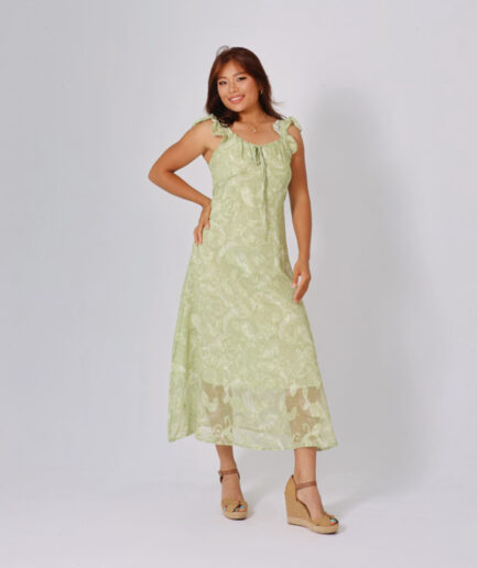 Soft green floral ruffle dress