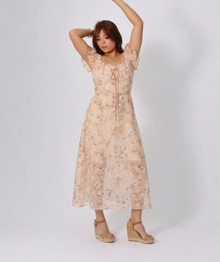Soft pink floral ruffle dress