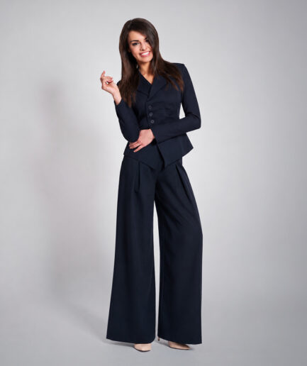 Open back  suit with pants Black