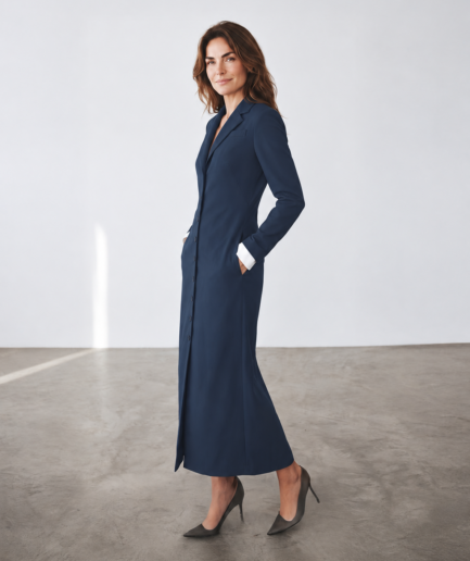 Navy Blue tailored longline blazer