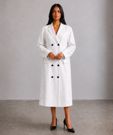 Textured Ivory double-breasted blazer