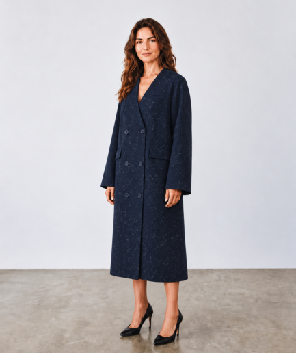Textured charcoal double-breasted blazer