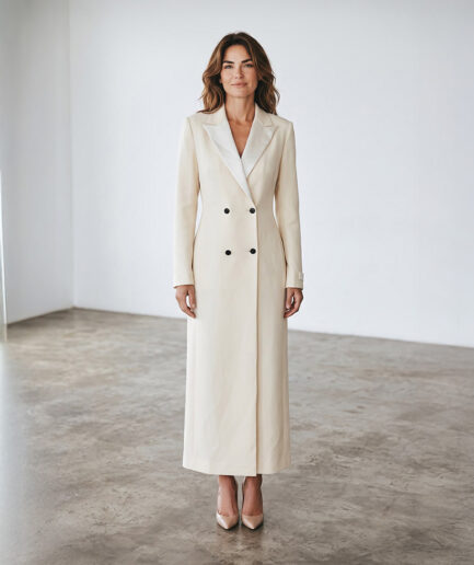 Ivory double-breasted lapel blazer