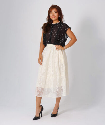 Cream floral lace skirt
